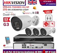 G3 Hikvision 4CH NVR DS-7604NXI-K1/4P ColorVu3.0 4K IP Camera DS-2CD2087G3-LI2UY