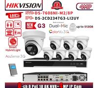 G3 HIKVISION 8CH NVR 8K DS-7608NI-M2/8P ColorVu 4MP IP Camera DS-2CD2347G3-LI2UY