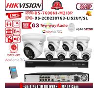 G3 Hikvision 8CH NVR DS-7608NI-M2/8P POE DS-2CD2387G3-LIS2UY/SL 4K 8MP IP Camera