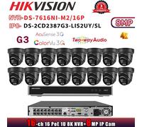G3 Hikvision 8K 16CH NVR DS-7616NI-M2/16P Audio2.0 Colorvu3.0 8MP POE Camera Kit