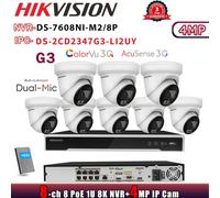G3 HIKVISION 8K 8POE 8CH NVR System DS-7608NI-M2/8P ColorVu hybrid 4MP IP Camera