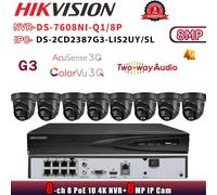 G3 Hikvision 8POE 8CH NVR DS-7608NI-Q1/8P Alarm audio Colorvu 8MP Camera Systems