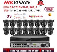 G3 Hikvision AI 16CH NVR DS-7616NXI-I2/16P/S Audio Colorvu 8MP 4K POE Camera Kit