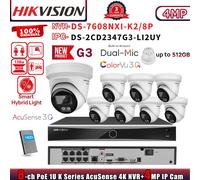 G3 HIKVISION AI 8CH NVR DS-7608NXI-K2/8P Acusense ColorVu 4MP POE Camera Systems