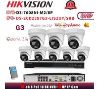 G3 HIKVISION DS-7608NI-M2/8P 8CH NVR System ColorVu3.0 2-way Audio 8MP IP Camera