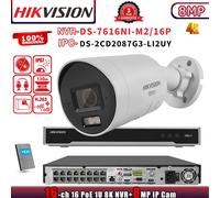 G3 Hikvision DS-7616NI-M2/16P 8K 16POE 16CH NVR Set ColorVu Bullet 8MP IP Camera