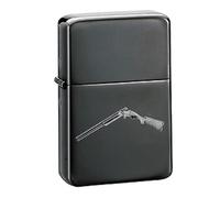 G33 Broken Shotgun emblem on a flip top petrol lighter windproof black refillable