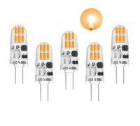 G4 LED Bulbs AC/DC 12V,Warm White 2700K,1.5W Equivalent to 15W Halogen Lamps,160LM Non-Dimmable,Bi-Pin Base Energy Saving Capsule Mini Bulbs,Highly Transparent Silicone G4 LED Light Bulbs,5 Pack