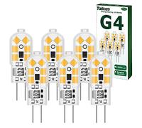 G4 LED Bulbs, Warm White, 1.2 W, 12 V, LED Light Bulb, 3000 K, Pin Base Lamp, for 10 W Halogen Lamps, AC/DC 360° Beam Angle, No Flickering, Non-Dimmable, Energy Saving Bulb, Pack of 6