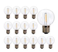 G40 Globe Replacement Bulbs C9/E17 Intermediate Base 1W G40 Shatterproof Waterproof Clear Plastic LED Filament Bulb Warm White 2700K Outdoor String Replacement Light for Yard Garden Patio(15 Pack)