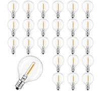 G40 LED Bulbs 25 Pack Globe Glass G40 LED Replacement Bulbs for Fairy Lights, IP44 Waterproof Warm White for String Light E12 Base, 0.6 Watt for Garden Party Wedding Christmas Decoration
