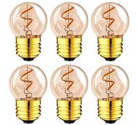 G40 LED Filament Bulb Globe Light Bulb,1W Dimmable Globe LED Bulbs, 10W Equivalent, 2200K Soft Warm White, E27 Screw, 80 Lumen, Dimmable, 6-Pack (E27 Socket)