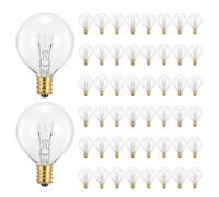 G40 Replacement Bulbs 0,6 Watt G40 Globe Bulbs E12 Base Socket Holder IP44 Water Resistance Warm White for String Light Home Party Decoration Wedding Function Portable (50pcs)
