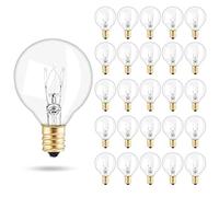 G40 Replacement Bulbs 25 Pack, 7 Watt G40 Globe Bulbs E12 Base Socket Holder IP44 Water Resistance Warm White for String Light Home Party Decoration Wedding Function Portable