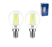G45 E14 Golf Ball LED Light Bulbs, 4W Energy Saving G45 Mini Globe LED Filament Light Bulb Clear Glass 6500k Cool White E14 SES Small Edison Screw Bulbs, 40W Equivalent, Non Dimmable, Pack of 2