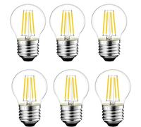 G45 E27 Dimmable Warm White 2700K 6W LED Bulb 220-240V Edison Screw P45 Bulb Equivalent 60W LED Filament Vintage Globe Light Bulb for Chandeliers, Pendant, Ceiling Fan Indoor Lighting, Pack of 6