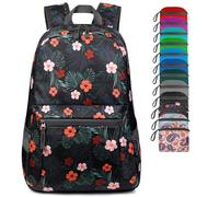 G4Free 20L Ultra Lightweight Foldable Backpack Packable Water Resistant Daypack for Outdoor Walking Camping Traveling Cycling Holiday Unisex (Flower Black Update)