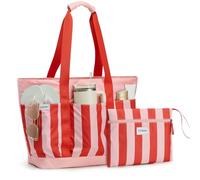 G4Free 35/50L Foldable Beach Bag with Zipper Pockets, Waterproof Tote Pool Handbags for Women, Compatible with Stanley Cup, Weekender, Travel, Holiday