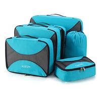 G4Free 3pcs/4pcs/6pcs/7pcs/9pcs Packing Cubes Suitcase Organiser Packing Bags Luggage Organiser Value Set for Travel Home Storage ((S+Slim+M+L+XL+Drawstring Bag+Shoes Bag)-7PC, Blue)
