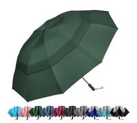 G4Free 42/46/54/62 Inch Large Golf Umbrella Compact Reverse Travel Umbrella 10 Ribs Windproof Double Canopy Automatic Open Close(Dark Green)