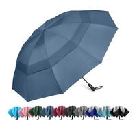 G4Free 42/46/54/62 Inch Large Golf Umbrella Compact Reverse Travel Umbrella 10 Ribs Windproof Double Canopy Automatic Open Close(Blue)