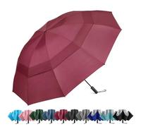 G4Free 42/46/54/62 Inch Large Golf Umbrella Compact Reverse Travel Umbrella 10 Ribs Windproof Double Canopy Automatic Open Close(Burgendy)
