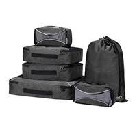 G4Free 4pcs/6pcs/7pcs Packing Cubes Suitcase Organiser Packing Bags Luggage Organiser Value Set for Travel Home Storage ((2S+2M+1L+1Laundry bag)-6PC, Black)