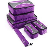 G4Free 4pcs/6pcs/7pcs Packing Cubes Suitcase Organiser Packing Bags Luggage Organiser Value Set for Travel Home Storage ((2S+2M+1L+1Laundry bag)-6PC, Purple)