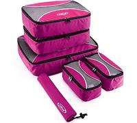 G4Free 4pcs/6pcs/7pcs Packing Cubes Suitcase Organiser Packing Bags Luggage Organiser Value Set for Travel Home Storage ((2S+2M+1L+1Laundry bag)-6PC, Pink)