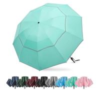 G4Free 54 Inch Large Folding Golf Inverted Umbrella with Reflective Stripe, 10 Ribs, Windproof, Double Canopy, Auto Open