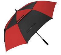 G4Free 55/63/69/72/80 Inch Golf Umbrella Windproof Double Canopy Extra Large Oversize Automatic Open Waterproof Umbrellas((Black and Red, 63 inch)