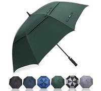 G4Free 55/63/69/72/80 Inch Golf Umbrella Windproof Double Canopy Extra Large Oversize Automatic Open Waterproof Umbrellas(Drak Green, 63 inch)