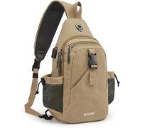G4Free Canvas Sling Bag Crossbody Backpack with USB Charging Port & RFID Blocking, Hiking Daypack Chest Bag for Women Men