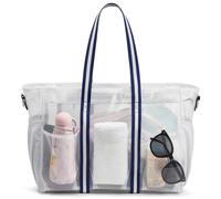 G4Free Clear Beach Bag Large Beach Tote Bag See Through Bag Swimming Pool Holiday(White)