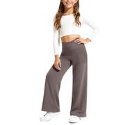 G4Free EverGoing Girls Wide Leg Trousers with Pockets High Waist Soft Stretchy Active Yoga Pants for Teens 15-16 Years(Taupe,XXL)