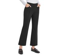 G4Free Flared Trousers Women Bootcut Office Yoga Stretch High Waist Business Dress Pants with Pockets Wide Leg Trousers UK Ankle Casual Pants(Black,M)