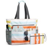 G4Free Large Beach Bag for Women Waterproof Sandproof Beach Tote Bag with Makeup Bag Zipper Pocket