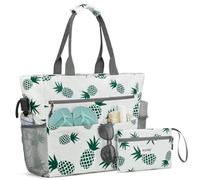 G4Free Large Beach Bag for Women Waterproof Sandproof Beach Tote Bag with Makeup Bag Zipper Pocket (Pineapple)