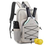 G4Free Lightweight Pickleball Bag, Pickleball Backpack for Women and Men, Adjustable Padel Bag, Fits 2 to 4 Paddles, Shoulder Daypack for Sports, Ivory White, Backpack