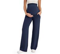 G4Free Maternity Clothes for Women UK Yoga Pants Over Bump Maternity Wide Leg Work Trousers Pregnancy Joggers Tall Royal Blue,L