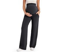 G4Free Maternity Clothes for Women UK Yoga Pants Over Bump Maternity Wide Leg Work Trousers Pregnancy Joggers Black,L