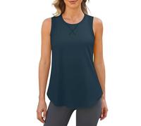 G4Free Racerback Workout Tank Tops for Women High Neck Athletic Sport Long Tanks Fast Dry Sleeveless Running Shirts Navy