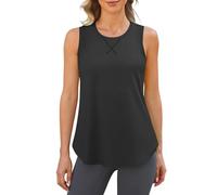 G4Free Racerback Workout Tank Tops for Women High Neck Athletic Sport Long Tanks Fast Dry Sleeveless Running Shirts Black