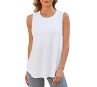 G4Free Racerback Workout Tank Tops for Women High Neck Athletic Sport Long Tanks Fast Dry Sleeveless Running Shirts White