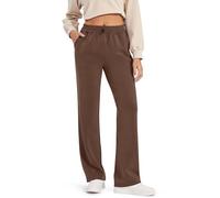 G4Free Smoofit Modal Soft Wide Leg Joggers for Women UK Trousers Tracksuit Bottoms Jogging Sweatpants Casual Lounge Pants with Pockets (Dark Coffee,L,29")