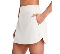 G4Free Tennis Skirt Skort Women's A-Line Golf Mini Skirts Elastic Athletic High Waisted Soft Casual with Shorts 4 Pockets(White,L)