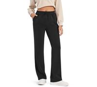 G4Free Wide Leg Joggers for Women UK Trousers Tracksuit Bottoms Jogging Sweatpants Casua Lounge Travel Pants with Pockets Drawcord(Petite,Black,XL)