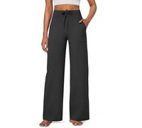 G4Free Wide Leg Joggers Tracksuit Bottoms Women UK Yoga Pants high Waist Sweatpants Drawstring Sports with Pockets Stretch Lounge Comfy Jogging Ladies Summer Palazzo Elasticated Work,Black,XXL