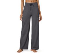 G4Free Wide Leg Joggers Tracksuit Bottoms Women UK Yoga Pants high Waist Sweatpants Drawstring Sports with Pockets Stretch Lounge Comfy Jogging Ladies Summer Palazzo Elasticated Work,Dark Grey,S