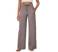 G4Free Wide Leg Joggers Tracksuit Bottoms Women UK Yoga Pants high Waist Sweatpants Drawstring Sports with Pockets Stretch Lounge Comfy Jogging Ladies Summer Palazzo Elasticated Work,Taupe,XL